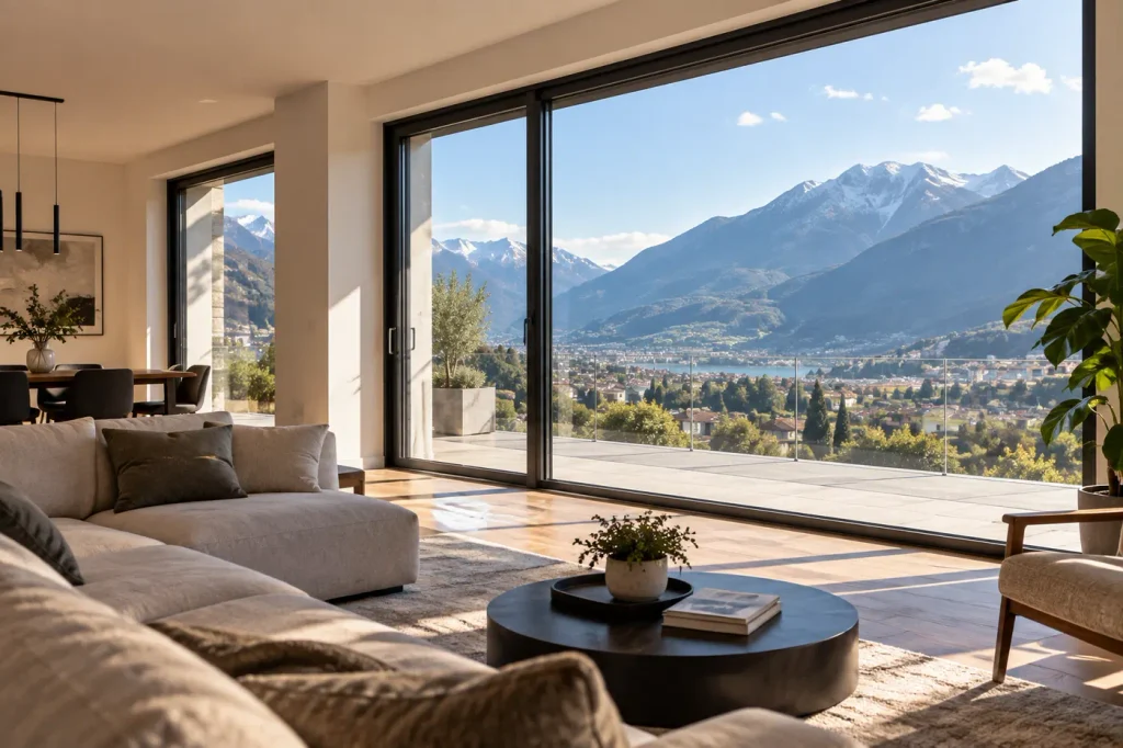 infissi moderni grande vetrata trentino